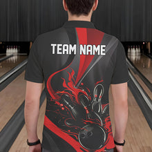 Load image into Gallery viewer, Red And Black Flame Bowling Team Shirts, Strike Bowling Short Sleeve Polo Shirts For Men IPHW6755
