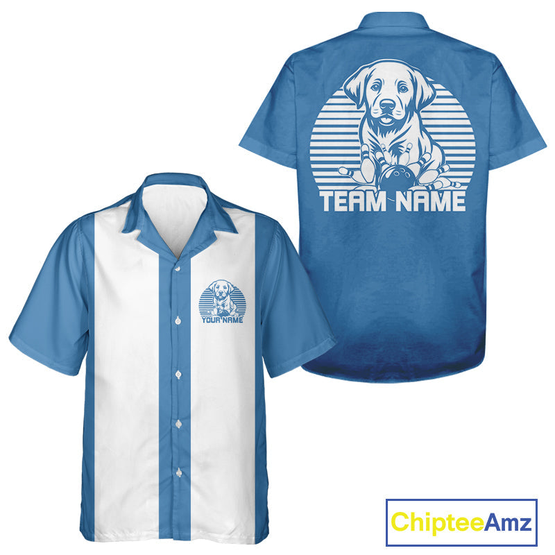 Custom Labrador Retriever Retro Button Up Bowling Shirt, Dog Bowling Shirt IPHW10220