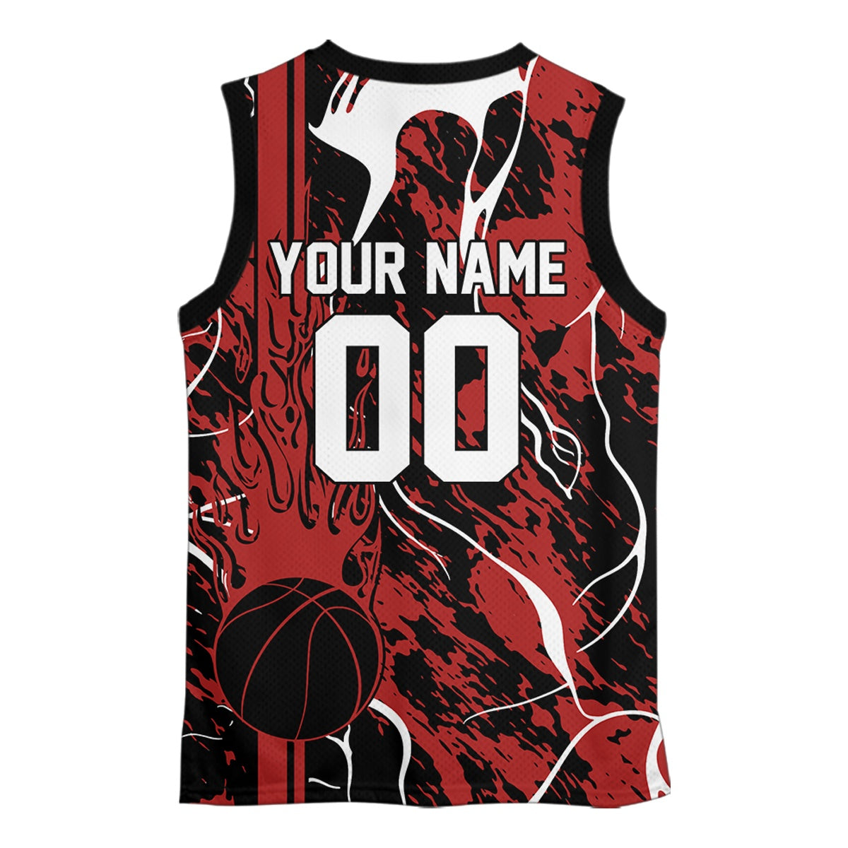 Custom Black And Red Flame Basketball Jerseys With Name And Number, Basketball Team Uniform IPHW10526