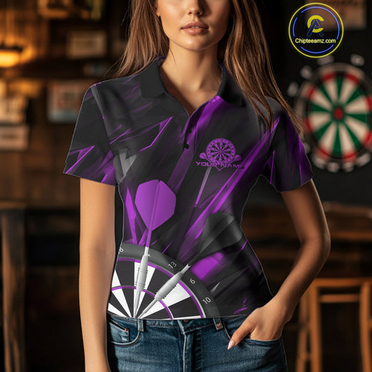 Custom Black And Purple Dart Jerseys, Dart Polo Shirts For Women Team Jerseys IPHW9683
