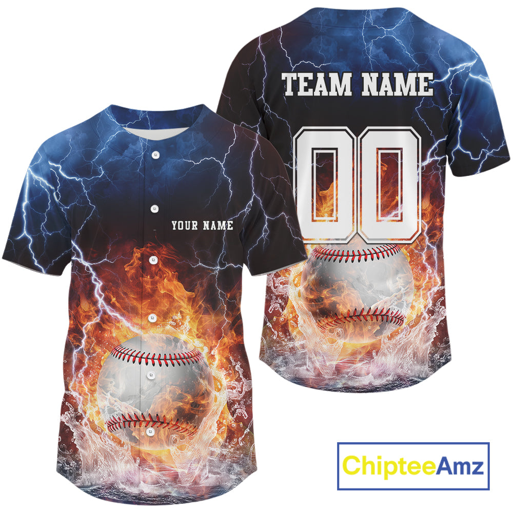 Custom Name And Number Thunder Lightning Flame Baseball Team Men Jerseys IPHW9584