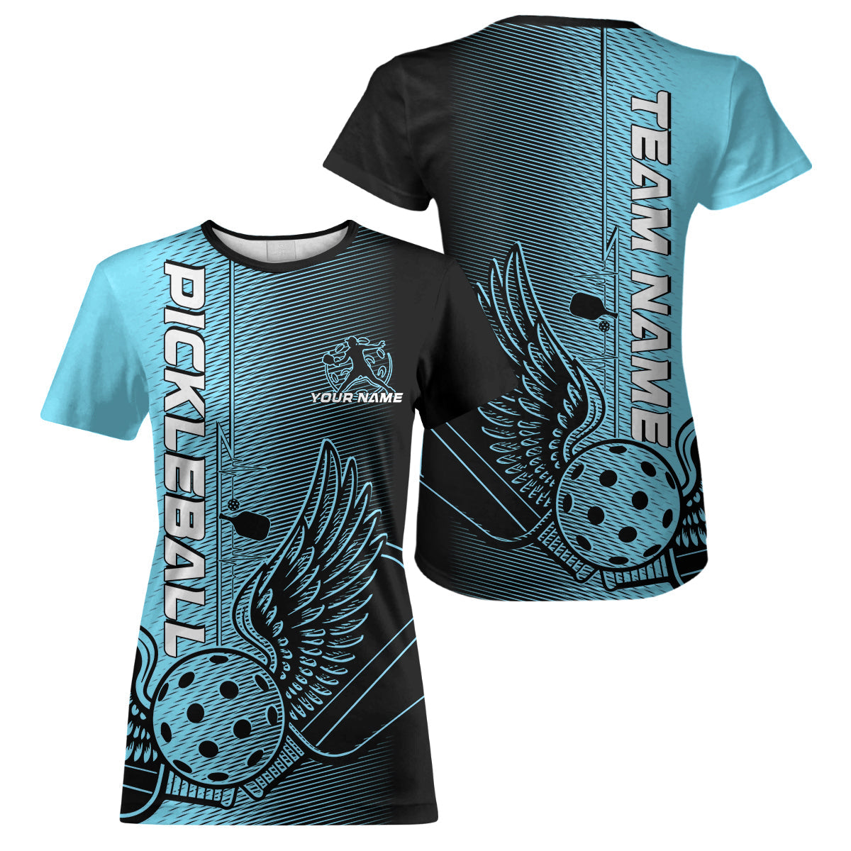Custom Blue Pickleball Wings Jerseys Outdoor Pickleball T-Shirts Team For Women IPHW9310