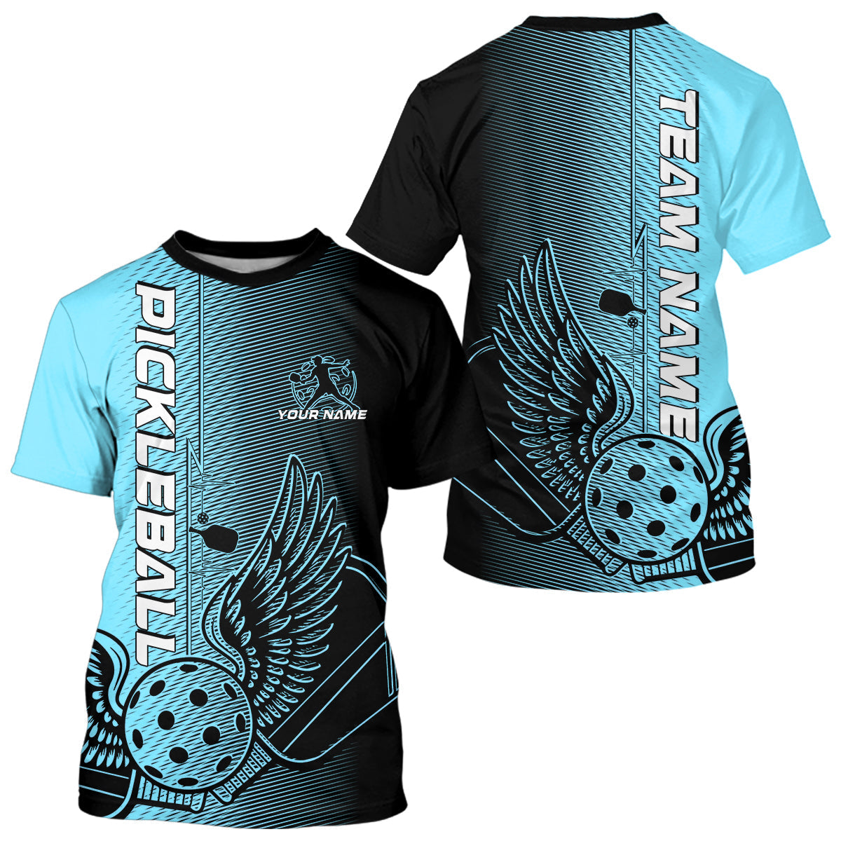 Custom Blue Pickleball Wings Jerseys Outdoor Pickleball T-Shirts Team For Men IPHW9310