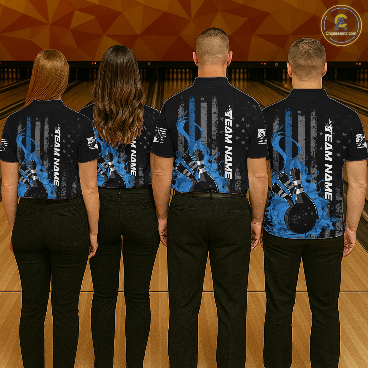 Custom Grunge Vintage Red Thin Line US Flag Patriotic Men Polo Bowling Team Shirts IPHW10169