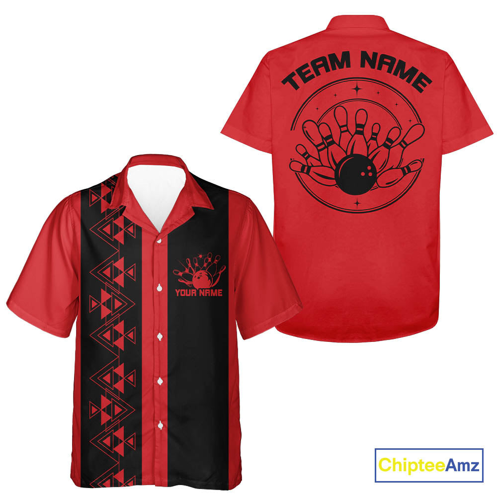 Custom Vintage Retro Style Tribal Bowling Team Hawaiian Shirts, Bowlers Outfit IPHW10082