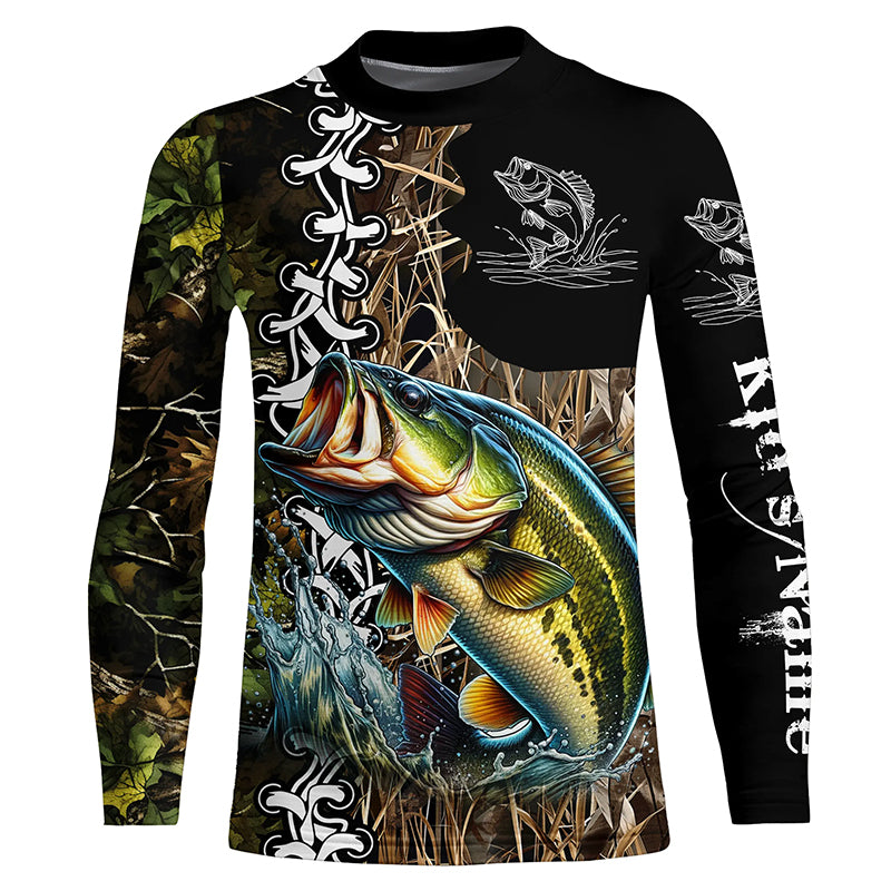 Largemouth bass Fishing Camo Customize Name 3D All Over print shirts personalized fishing apparel NQS441
