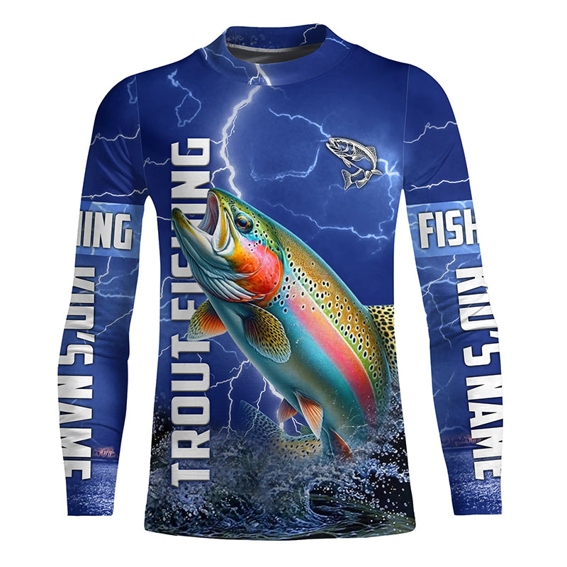 Rainbow trout Fishing blue lightning jerseys custom performance Long Sleeve tournament fishing shirts NQS6415