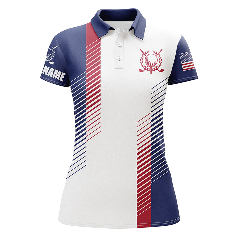 Red, white and blue golf shirts custom name Womens golf polo shirts,pa