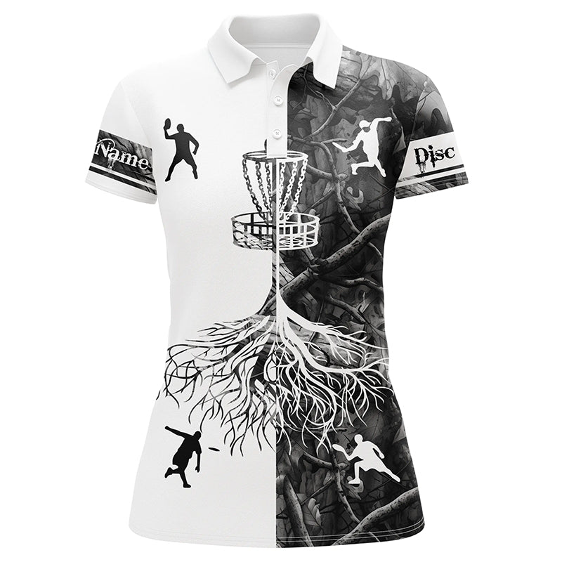 Women disc golf polo shirts gray camo custom name disc golf team shirt, disc golf gifts NQS6897