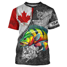 Load image into Gallery viewer, Canadian Flag peacock bass Fishing Custom long sleeve performance Fishing Shirts, bass Fishing jerseys NQS3842