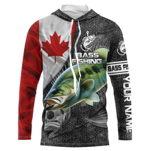 Load image into Gallery viewer, Canadian Flag Largemouth Bass Fishing Custom long sleeve performance Fishing Shirt, Fishing jerseys NQS3868