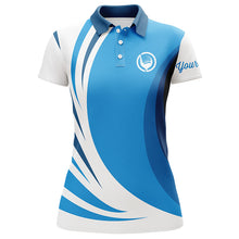 Load image into Gallery viewer, Golf polo shirt womens custom name blue and white golf shirt, team golf shirts ladies NQS5660
