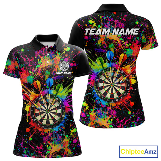 Colorful watercolor Dartboard Shirt for Women Custom Dart jerseys for team, dart league shirts NQS11397
