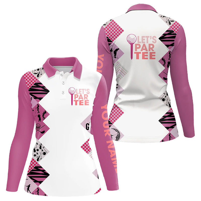 Pink and White Women golf polo shirts custom Let's par tee golf tops for ladies golfing gifts jersey NQS9136