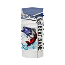Load image into Gallery viewer, Bass Fishing blue camo American Flag Custom name & boat name performance Long Sleeve Fishing Shirts NQS5190