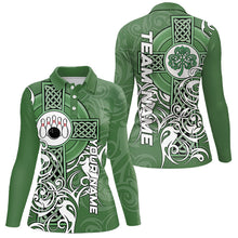 Load image into Gallery viewer, Green Irish Tribal Cross St Patrick's Day Women bowling shirts Custom Lucky Bowling Team Jerseys NQS9382