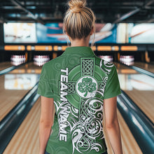 Load image into Gallery viewer, Green Irish Tribal Cross St Patrick's Day Women bowling shirts Custom Lucky Bowling Team Jerseys NQS9382