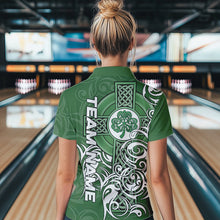 Load image into Gallery viewer, Green Irish Tribal Cross St Patrick's Day Women bowling shirts Custom Lucky Bowling Team Jerseys NQS9382