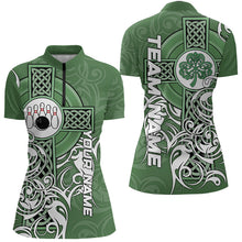 Load image into Gallery viewer, Green Irish Tribal Cross St Patrick's Day Women bowling shirts Custom Lucky Bowling Team Jerseys NQS9382