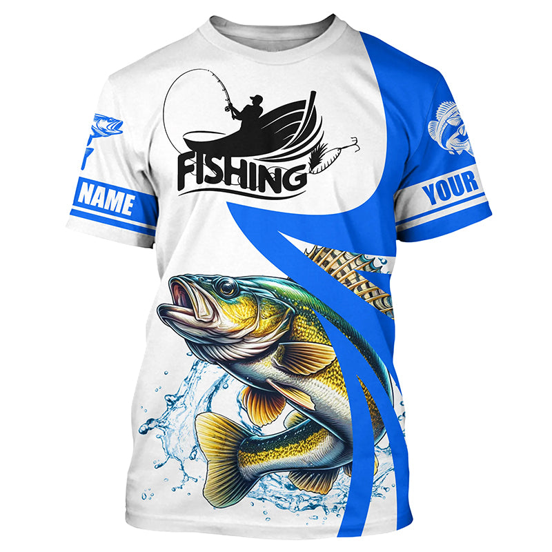 Walleye fishing Custom sun protection long sleeve fishing shirts, Walleye fishing jerseys | Blue NQS5461