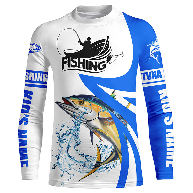 Tuna fishing Custom sun protection long sleeve fishing shirts, Tuna saltwater fishing jerseys | Blue NQS5463