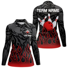 Load image into Gallery viewer, Red Flame Fire Womens bowling shirts black camo Bowling Jerseys Personalized Bowling Team Shirts NQS8493