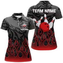 Load image into Gallery viewer, Red Flame Fire Womens bowling shirts black camo Bowling Jerseys Personalized Bowling Team Shirts NQS8493