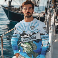 Load image into Gallery viewer, Personalized Crappie Fishing Jerseys blue Long Sleeve Fishing Shirts, Crappie fishing jerseys NQS8957