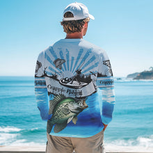 Load image into Gallery viewer, Personalized Crappie Fishing Jerseys blue Long Sleeve Fishing Shirts, Crappie fishing jerseys NQS8957