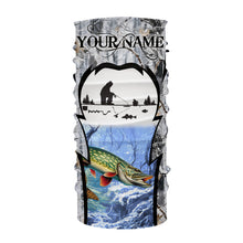 Load image into Gallery viewer, Northern Pike ice fishing Winter camo custom unisex Long sleeve fishing shirt, Ice fishing Pike jersey NQS9192