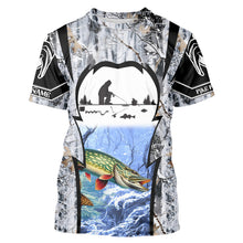 Load image into Gallery viewer, Northern Pike ice fishing Winter camo custom unisex Long sleeve fishing shirt, Ice fishing Pike jersey NQS9192