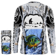 Load image into Gallery viewer, Bluegill ice fishing Winter camo custom unisex Long sleeve fishing shirt, Ice fishing Bluegill jersey NQS9193