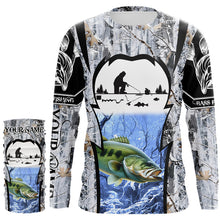 Load image into Gallery viewer, Largemouth Bass ice fishing Winter camo custom Long sleeve fishing shirts, Ice fishing Bass jersey NQS9194