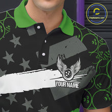 Load image into Gallery viewer, Black American flag Men bowling shirts Custom bowling camo Team Jerseys, gift for Bowlers | Green NQS10896