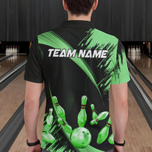 Load image into Gallery viewer, Personalized Black and Green Bowling Polo, Quarter Zip Shirts For Mens Custom Bowling Team Jersey NQS9724