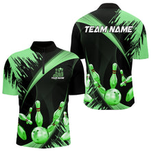Load image into Gallery viewer, Personalized Black and Green Bowling Polo, Quarter Zip Shirts For Mens Custom Bowling Team Jersey NQS9724