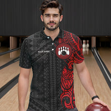 Load image into Gallery viewer, Black and Red Tribal pattern Mens Bowling Shirts Custom Bowling outfit men Team bowling league jersey NQS9738