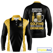 Load image into Gallery viewer, Funny Golf beer Mens golf polos shirts custom Weekend forecast golfing with a chance of drinking NQS10302