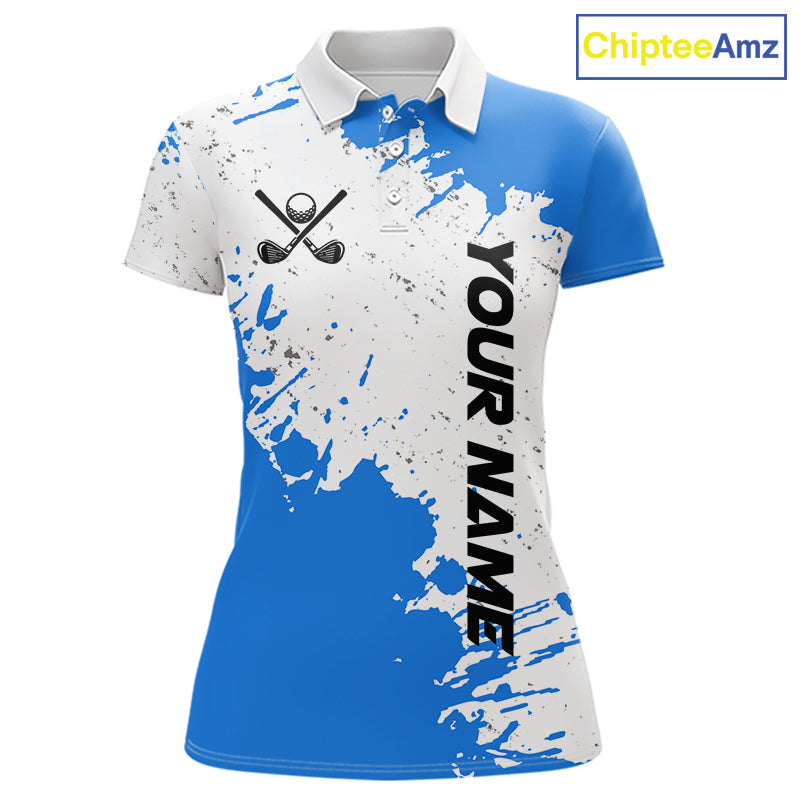 Blue and White matching golf polo shirts for couples Custom team golf outfit, couple golf attire NQS11316