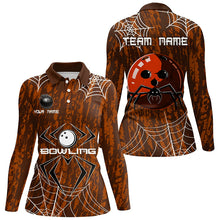 Load image into Gallery viewer, Orange Camo Bowling Polo, 1/4 Quarter zip shirt Custom Spider web Halloween Women Team Bowling jerseys NQS8344