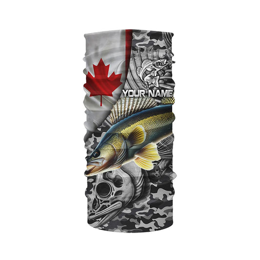 Canadian Flag Walleye Ice Fishing camo Custom long sleeve performance Walleye Fishing shirt jerseys NQS6706
