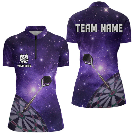 Purple galaxy space Darts Shirts For Women Custom Team Darts Jersey NQS9448