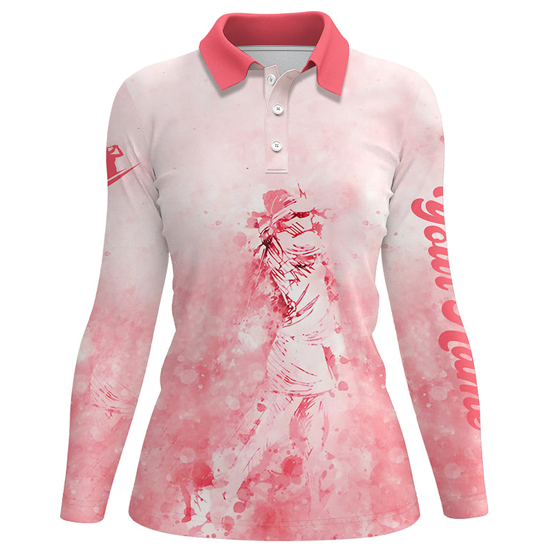 Womens golf polo shirt custom name golf shirt, ladies golf tops for women | pink NQS4796