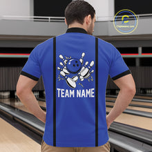 Load image into Gallery viewer, Retro Bowling Polo, Quarter Zip shirts For Men custom bowling team shirts Bowler Outfits | Blue NQS10546