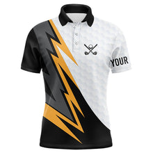 Load image into Gallery viewer, Black and white yellow lightning Mens golf polos shirts custom male golf attire outfit for mens NQS9291