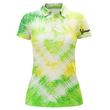 Load image into Gallery viewer, Womens golf polo shirts custom green tie dye golf shirt women's golf attire, lady golf wear NQS6025