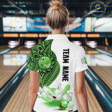 Load image into Gallery viewer, Green and White Tribal pattern Women Bowling Shirts Custom Bowling outfit ladies Team bowling jersey NQS9812