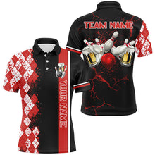 Load image into Gallery viewer, Black and Red Argyle Pattern Bowling Beer Custom Bowling Shirts For Men Bowling Team League Jerseys NQS8418