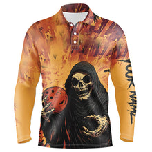 Load image into Gallery viewer, Halloween Skull Bowling custom Mens Bowling Polo, Quarter Zip Shirts, gift for team bowlers jerseys NQS8183