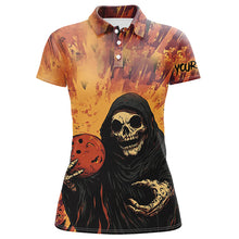 Load image into Gallery viewer, Halloween Skull Bowling custom Women Bowling Polo, Quarter Zip Shirts, gift for team bowlers jerseys NQS8183